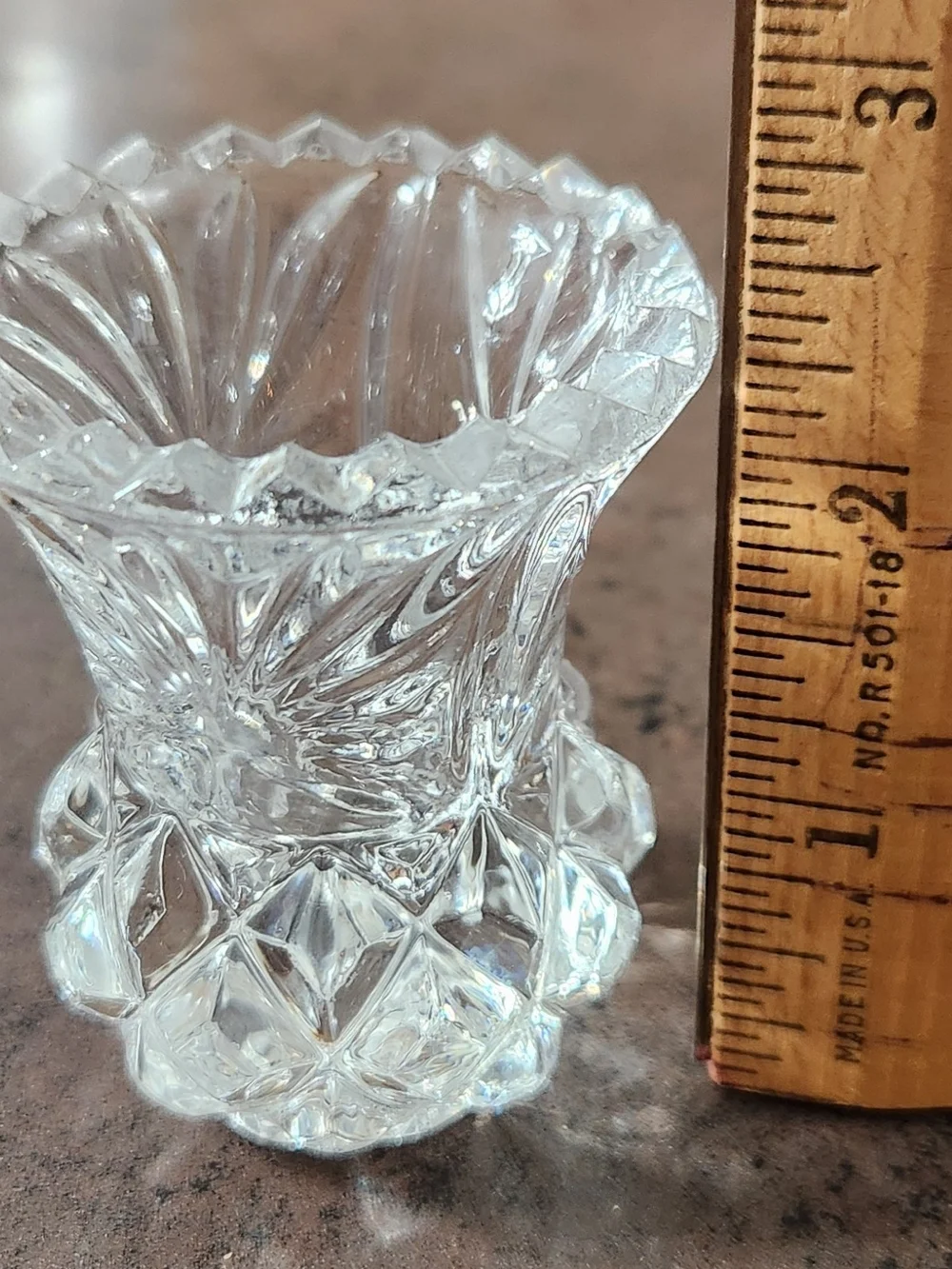 Vintage Clear Cut Crystal Miniature Bud Vase 2.5 Inches Tall